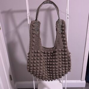 Elegant Brown Crochet Hobo Bag, large bags, excellent condition